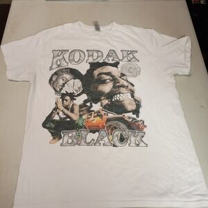 Vtg Style Kodak Black‎ Rap Tee Medium Faded Bootleg Hip Hop Aged Patina Gildan